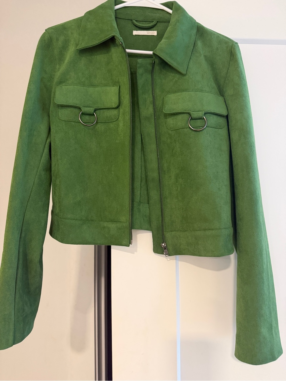 Zara Green Suede Zip Jacket